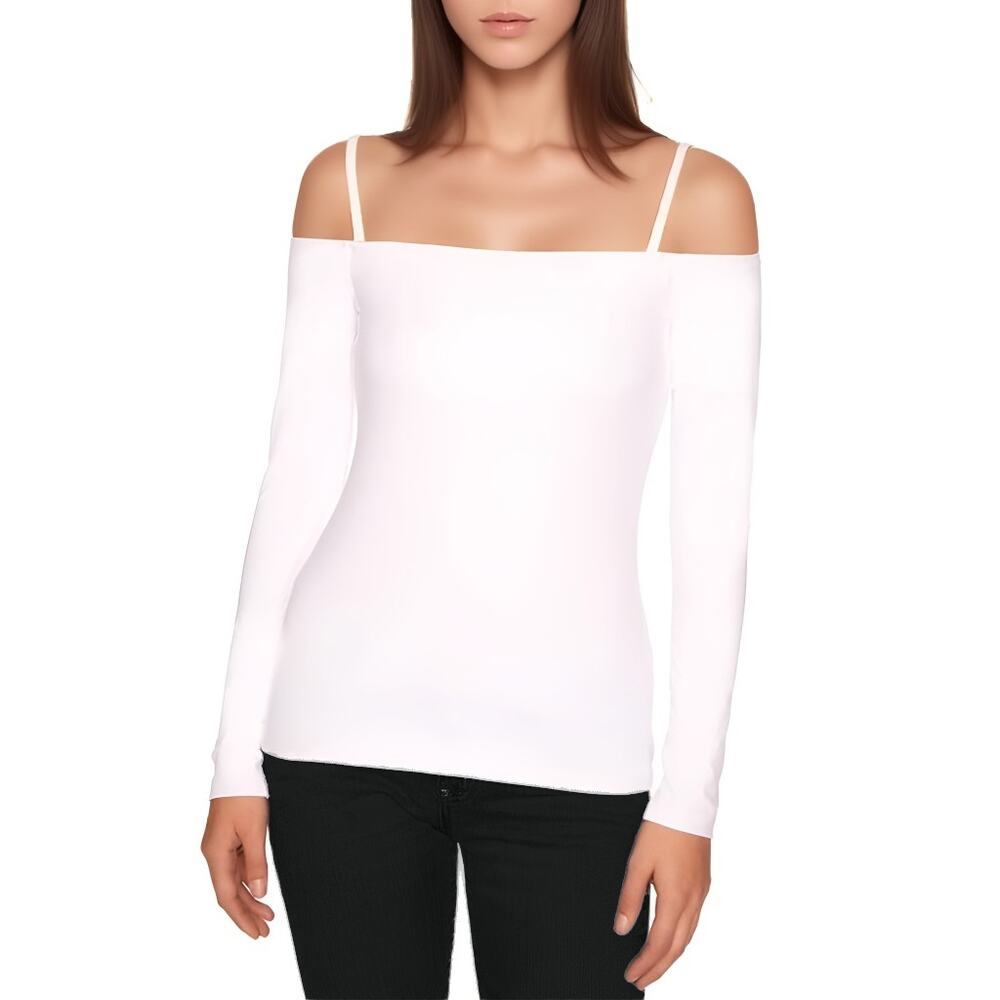 Susana Monaco Thin Strap Cold Shoulder Top in Blanched Almond NWT Size Small